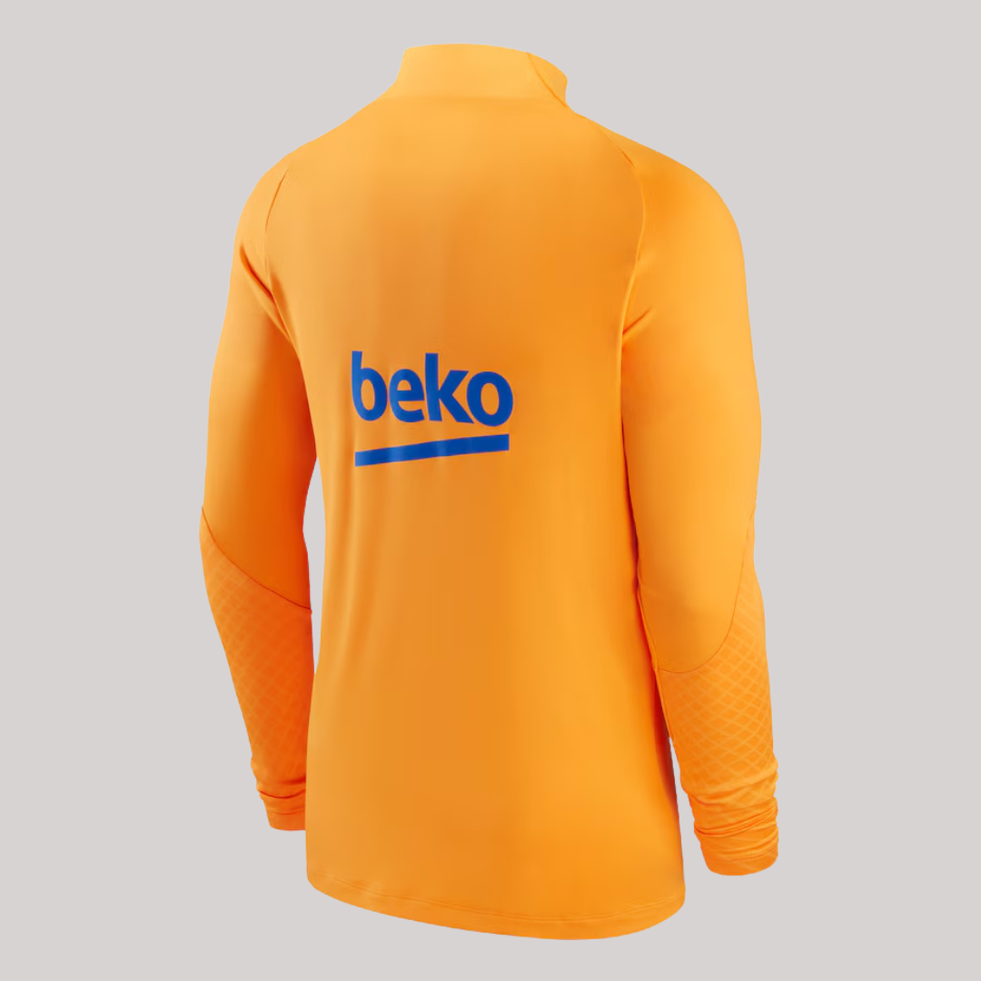 Barcelona Nike 2021/22 Strike Drill Raglan Quarter-Zip Long Sleeve Top - Orange